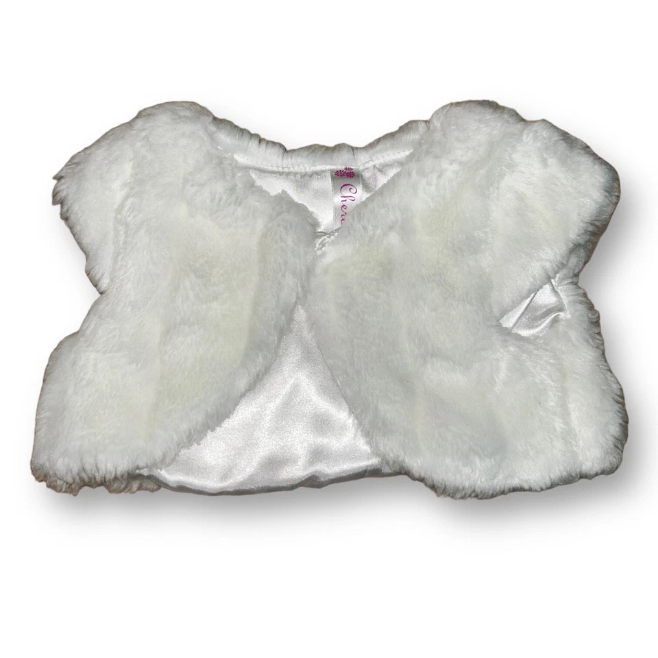 Abrigo de vestir con cierre de botones suéter de piel sintética blanco talla 2T para niñas Foto 1 de 1