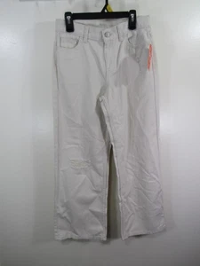New Wonder Nation Wide Leg Denim Pants Size 12 Kids Pearl White Distressed - Picture 1 of 10