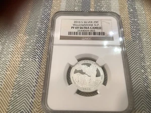 2010 S Silver Yellowstone N.P. Quarter A.T.B. NGC PF 69 Ultra Cameo- Brown Label - Picture 1 of 2