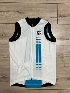 Assos NS Super Leggera Sleeveless Cycling Bike Jersey Size M Vest white blue - Picture 1 of 7