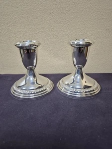 Reed and Barton - 3" Sterling Candlestick Pair - Weighted and Reinforced  - Picture 1 of 9