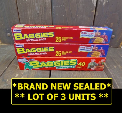 Lote de 3 bolsas de almacenamiento pesadas cajas tamaño galón 25 y 40 con lazos ¿NUEVAS utilería de película? Foto 1 de 4