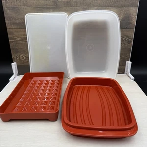 Tupperware Chicken Ham Flavor Saver 852-1 and Bacon Keeper 1292-2 Paprika - Picture 1 of 10