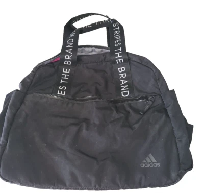 Bolso de Lona Adidas Negro Rosa Forro de Malla Gimnasio Viaje Informal Ligero Foto 1 de 4