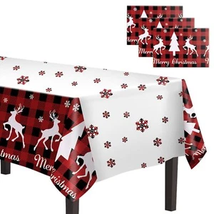 3Pack Christmas Tablecloth 54"x108" Disposable Plastic Table Cover Holiday Decor - Picture 1 of 7