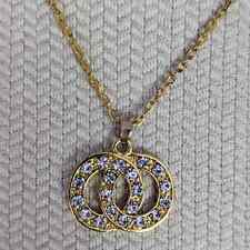 Gold Plated Double Circle CZ pendant necklace