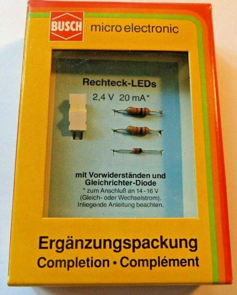 Busch H0 5992 2 Rectangular Leds Yellow With Vorwiderständen New IN Boxed - Image 1 of 1