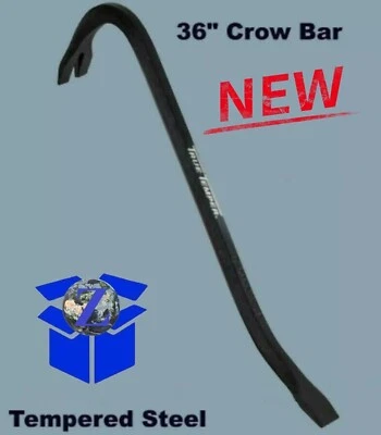 36" CROW BAR Nail Puller Tempered Steel Gooseneck Wrecking Multi-Purpose Utility - Image 1 of 4