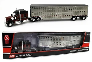 DCP 1:64 *RED & BLACK* Kenworth W990 High Roof & WILSON LIVESTOCK TRAILER NIB - Picture 1 of 8