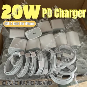 Wholesale 20W PD Fast Charger For iPhone 14Pro/13/12/11 USB Type C Adapter Cable - Picture 1 of 15