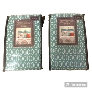Anthology Bungalow Euro Shams 2er Set Jadegrün Weiß NEU - Bild 1 von 5