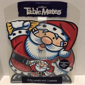 Pimpernel Table Mates Vinyl Santa 4 Placemats & 4 Coasters  ~ Made In England - Picture 1 of 2