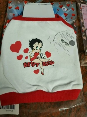 AMERICAN INTERNATION TRADING BETTY BOOP, PUDGY, WITH HEARTS, DOG SLEEVELESS TEE SHIRT CLOTHING