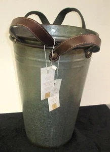 Flower Bucket/Container Decorative Galvanized Metal "La Dolce Vita" 14"H - 10" D - Picture 1 of 3