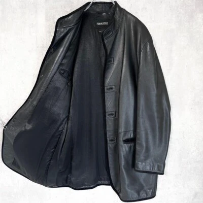 Chaqueta de cuero Giorgio Armani abrigo de piel de cordero negro talla 52 Foto 1 de 4