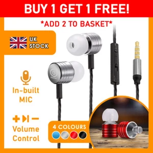 In-Ear Wired Earphones Music Headphones 3.5mm Aux Universal Built In Microphone - Picture 1 of 6