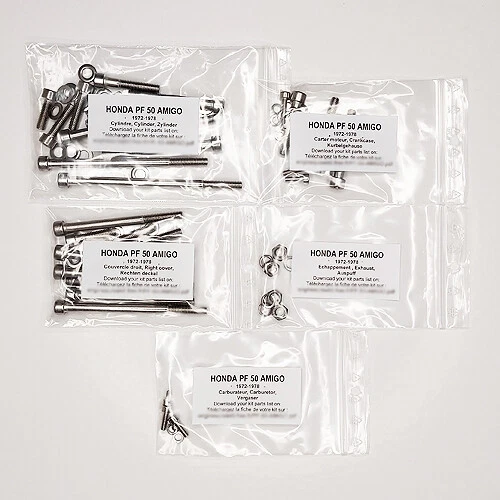 HONDA PF 50 AMIGO 1970-1978 Kit vis BTR inox moteur complet PF50