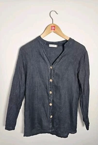 William De Faye Women's Shirt Size Small Pure 100% Linen Paris Roll Tab Sleeves - Picture 1 of 14