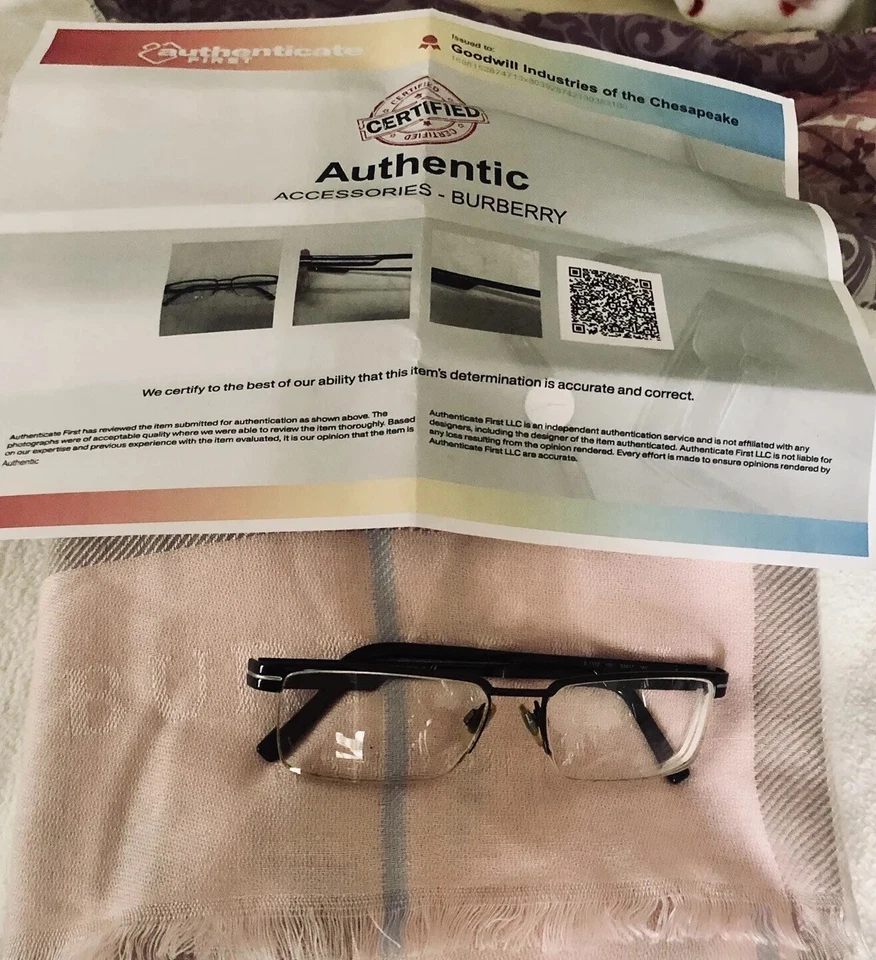Marco Burberry de colección media llanta de metal negro RX B1170-1001 con certificado de autenticidad Foto 1 de 4