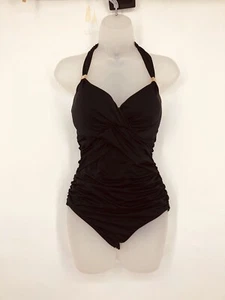 Victoria’s Secret Forever One Piece Swimsuit Push Up Ruched Size 8 Black NWOT - Picture 1 of 6