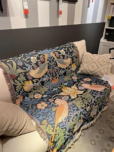 Bed Throws Blanket William Morris Strawberry Thief Indigo Blanket… (50"X60")…… - Picture 1 of 12