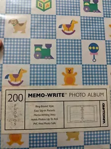 Photo album 4x6 200 Baby Boy Blue Gingham check New! Gender Reveal - Picture 1 of 2