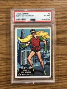 1966 TOPPS BATMAN BLACK BAT #2 ROBIN-BOY WONDER RC PSA EX-MT 6 SET BREAK CB - Picture 1 of 3