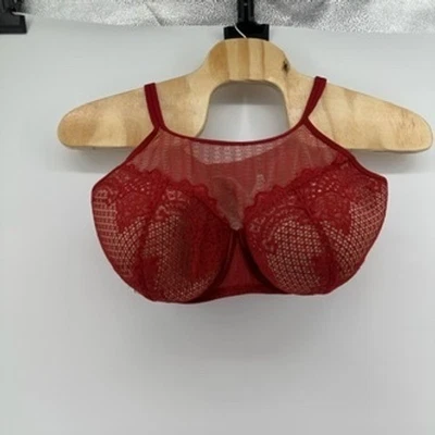 Cacique Balconette Underwire Bra 44G Burgundy Red Lace Accents - Image 1 of 4