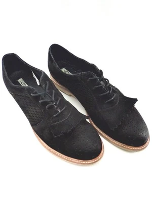 Ugg Women's Bernett Black Leather Kiltie Lace up Brougue Oxford Shoe 8 - Image 1 of 4