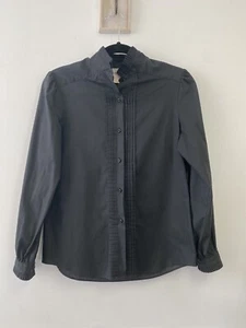 Vintage Diane Von Furstenberg Black Button Up Long Sleeve Shirt Sz 12 - Picture 1 of 4