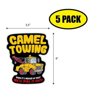 5 PACK 4"x3.5" CAMEL TOWING Sticker Decal Humor Funny Gift VG0074 - Picture 1 of 2
