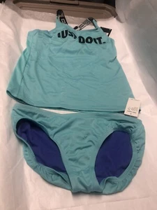 Nike Girl's Just Do It Two-Piece Swimsuit, Turquoise, Big Kids Sz XL - Picture 1 of 2