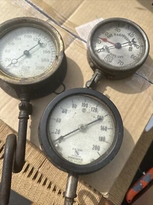 antique Ashcroft 200 psi pressure gauge steam gauge 6” brass & 2 More - Picture 1 of 10
