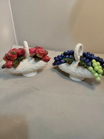 Vintage Empress by Haruta ~ Ceramic apple grapes Fruit baskets Cover