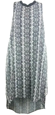 Rachel Roy Reptile Print Dress Tunic Small Chiffon Hi-Low Boho Casual Beach Trav - Изображение 1 из 4