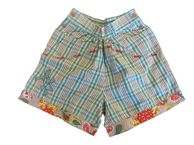 NEW OILILY Cotton Plaid Embroidered Shorts Pants Size 116 US 6 - Image 1 of 4