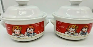 Vintage Campbell Soup Kids Crock/Bowl with Lid "M'm! M'm! Good!" 1998 -Lot Of 2 - Picture 1 of 7