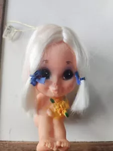 RARE Kamar Japan 5" Vinyl Naked Flower Child doll w/Blonde Hair & Big Eyes - Picture 1 of 6
