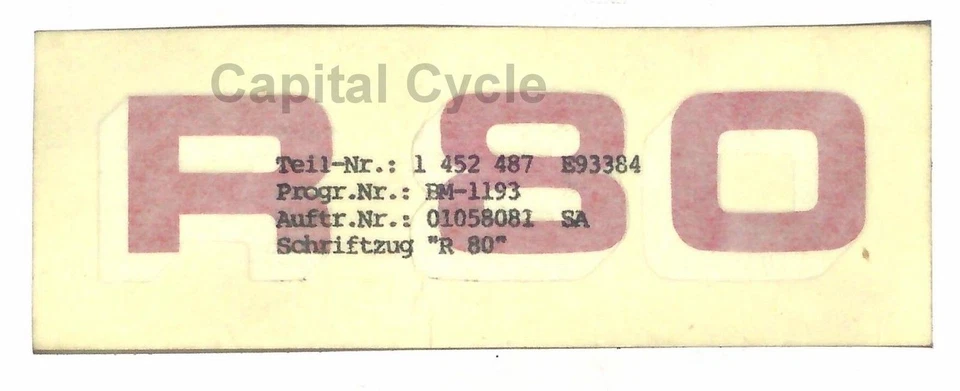 BMW R80 Red White Sticker NLA Rare Engine Size Battery Decal Cover - Image 1 of 1