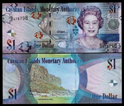 Cayman Islands 1 DOLLAR P-38 2010 Queen QEII♛ World Currency NOTE UNC D/3 NOTE - Image 1 of 4