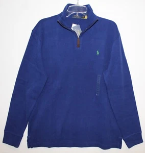 Polo Ralph Lauren Mens Blue 1/2 Zip Heavy Cotton Sweater NWT Size M - Picture 1 of 4