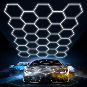 28 Hexagon LED Lampe Röhren Werkstatt Garage Decken Leuchte Waben Beleuchtung DE - Bild 1 von 60