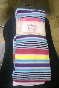 New Girls Sz 12-16 L Footed Heavy Tights Faded Glory Fashion Multi Color Striped - Picture 1 of 1