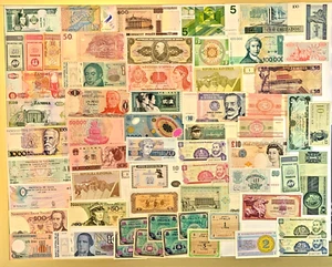 Circulated Lot of 60 Foreign Banknotes World Paper Money Collectible Currency - Picture 1 of 5