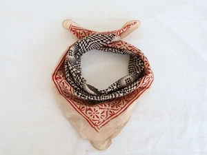 Bohemian Style 100% Cotton Neck Scarf Boho Hand Block Print Soft Cotton Bandana - Picture 1 of 7