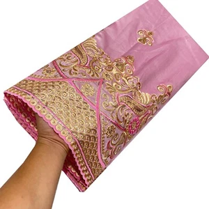 YQOINFKS Fabric Embroidery Wedding African Lace Silk Sequins Fabric George Lace - Picture 1 of 12