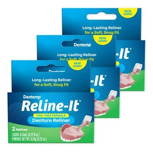 Dentemp Reline It Denture Reliner Kit Soft Custom Fit for Loose Dentures 2 Count - Picture 1 of 6