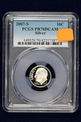 2007-S Proof Roosevelt Dime PCGS PR70DCAM Silver 49GD - Image 1 of 4