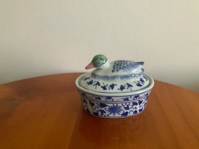 vintage terrine ceramic jar shape lid duck Easter decoration pate - Image 1 of 4