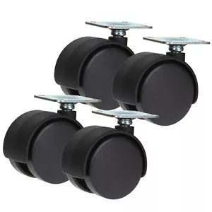 41mm RUEDAS DE PLÁSTICO RUEDAS DE RUEDA GIRATORIAS NEGRAS 4 pernos placa fijación muebles hágalo usted mismo - Imagen 1 de 16